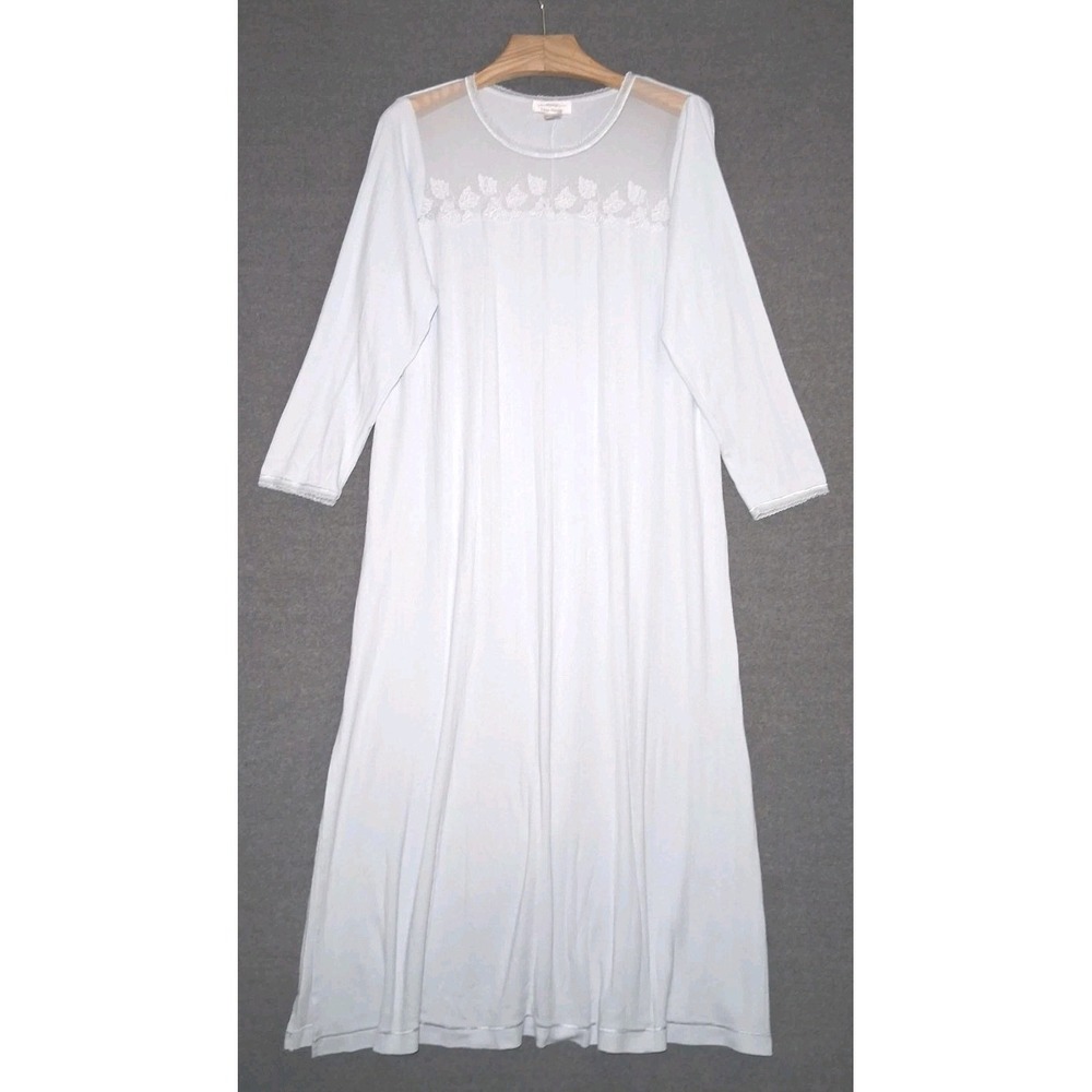 Lisa Nicole Womens Nightgown XL LONG  LACE Embroidery Blue HOUSE DRESS Mothers